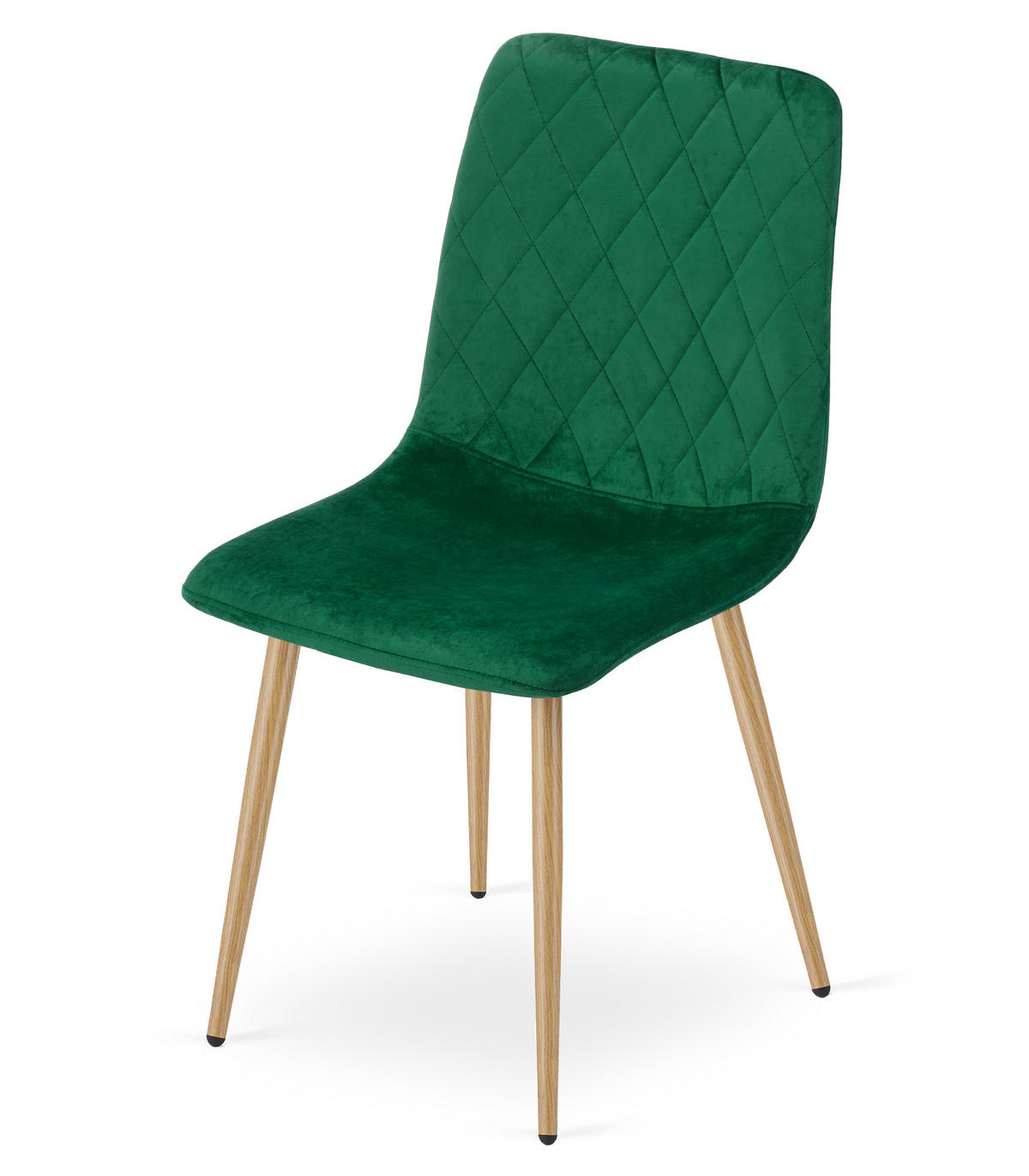 ESSZIMMERSTUHL 4-er Set TURIN dunkelgrüner Sitz, Beine in Holzfarbe - Dunkelgrün/Eichefarben, Textil (44.5/88.5/53cm) - Valora