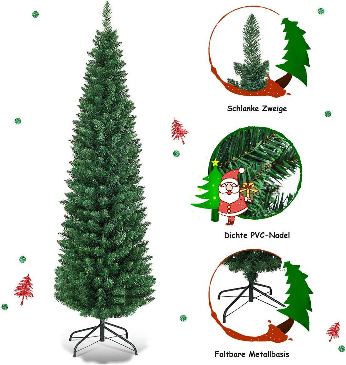 WEIHNACHTSBAUM Grün - Grün, Kunststoff (180cm) - COSTWAY