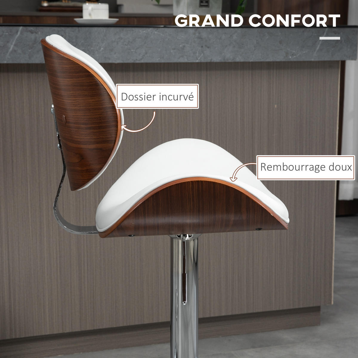 BARHOCKER 2er-Set DE-14731 höhenverstellbar & schwenkbar Weiß - Weiß, Metall (52/112/53cm) - ComfortXL