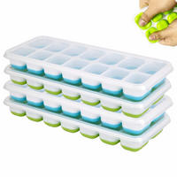 EISWÜRFELFORM 4er Set mit Deckel BPA Frei - Multicolor, Kunststoff (9.1/2.5/23.3cm)