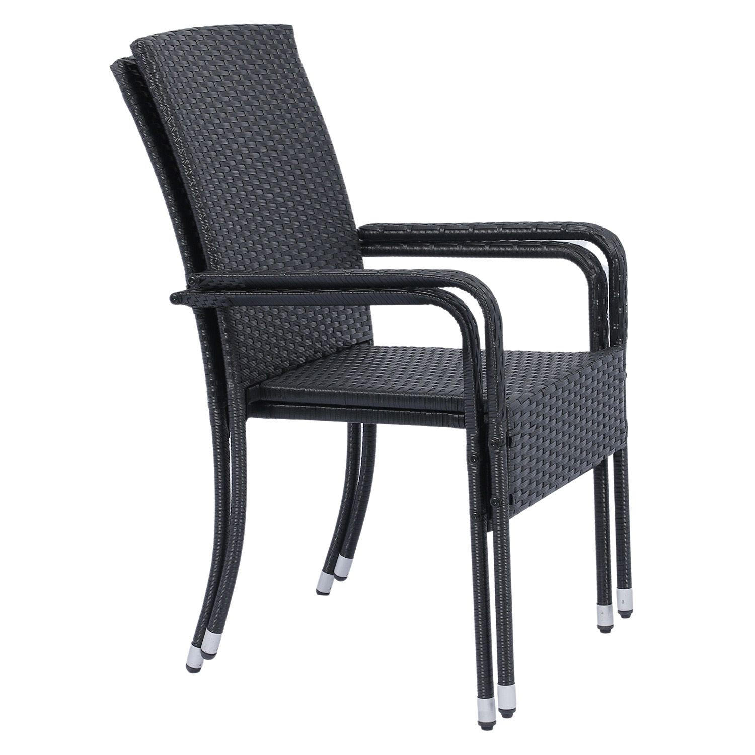 GARTENSTÜHLE Yoro 2er-Set - Schwarz, Kunststoff (50/90/50cm) - Juskys