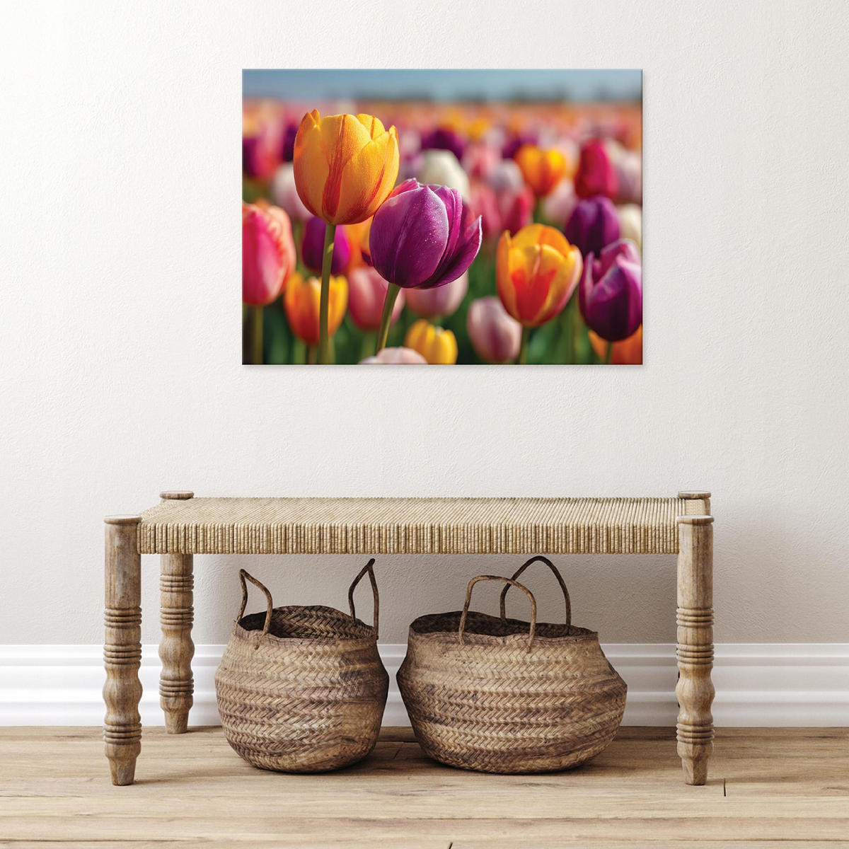 LEINWANDBILD Blumen Tulpen Bunt 100x70 cm - Multicolor, Holzwerkstoff (100/70cm) - Wallarena