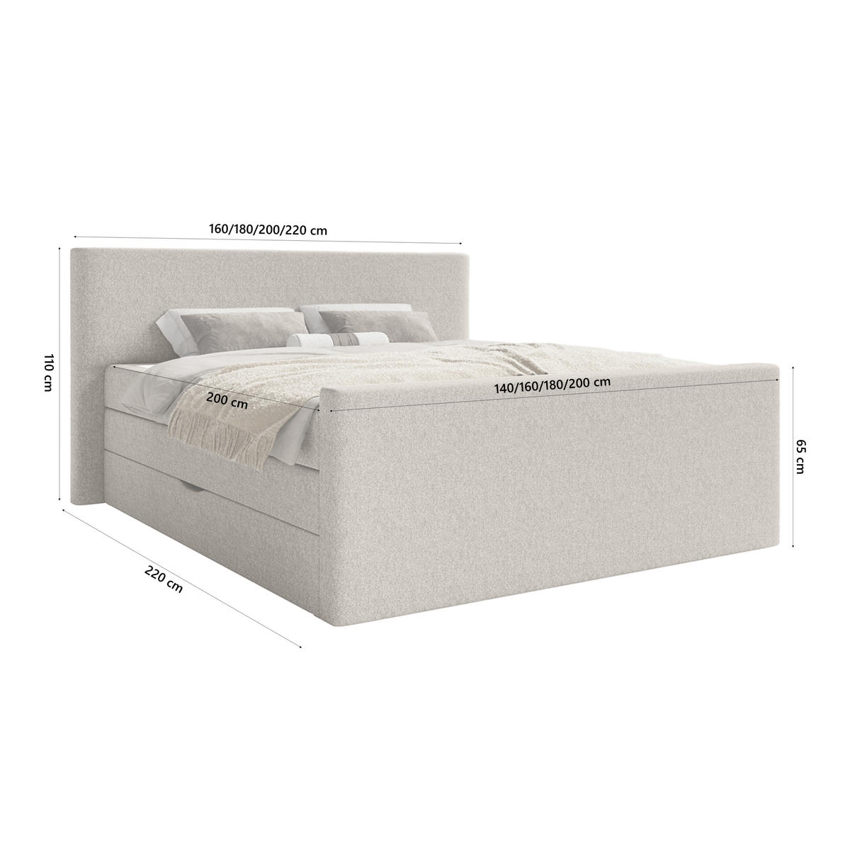 BOXSPRINGBETT VELIPOJA EASY CLEAN 140x200 cm, Taupe - Taupe, Textil (140/200cm) - Fedve
