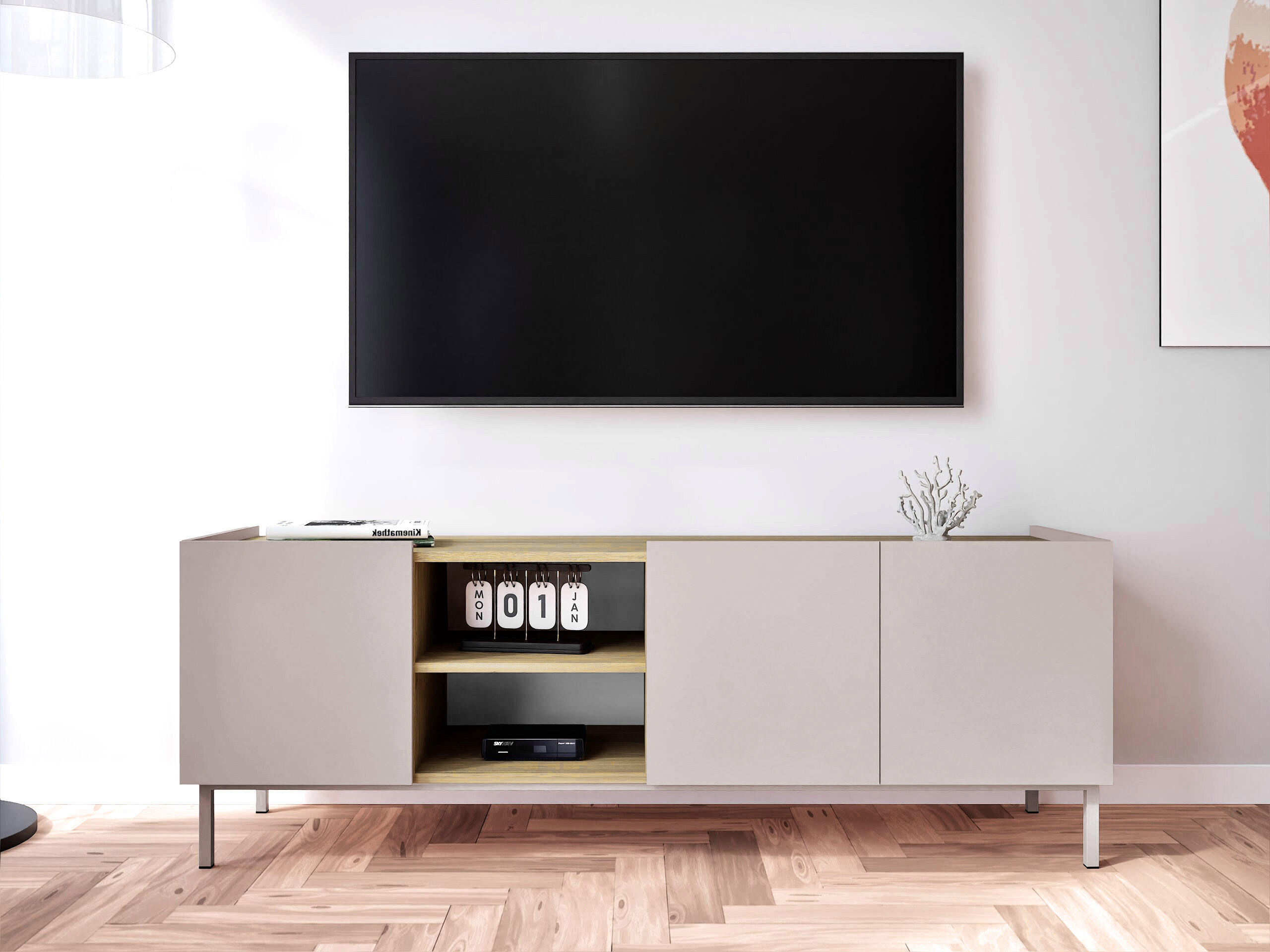 TV-SCHRANK System 77 - Kaschmir, Holzwerkstoff/Metall (153/55/44cm) - MIRJAN24
