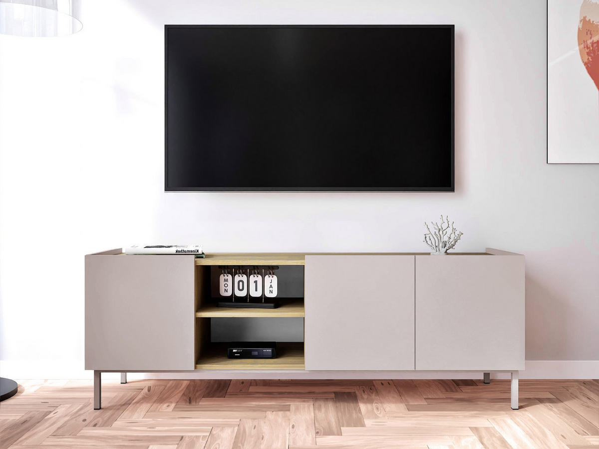 TV-SCHRANK System 77 - Kaschmir, Holzwerkstoff/Metall (153/55/44cm) - MIRJAN24