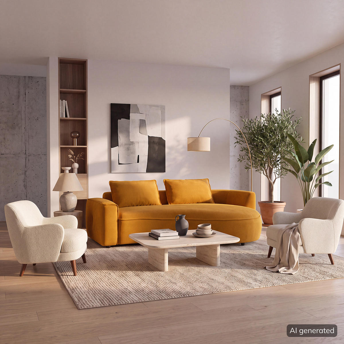 2,5-SITZER SOFA - Schwarz/Orange, Kunststoff/Textil (217/82/146cm) - home24
