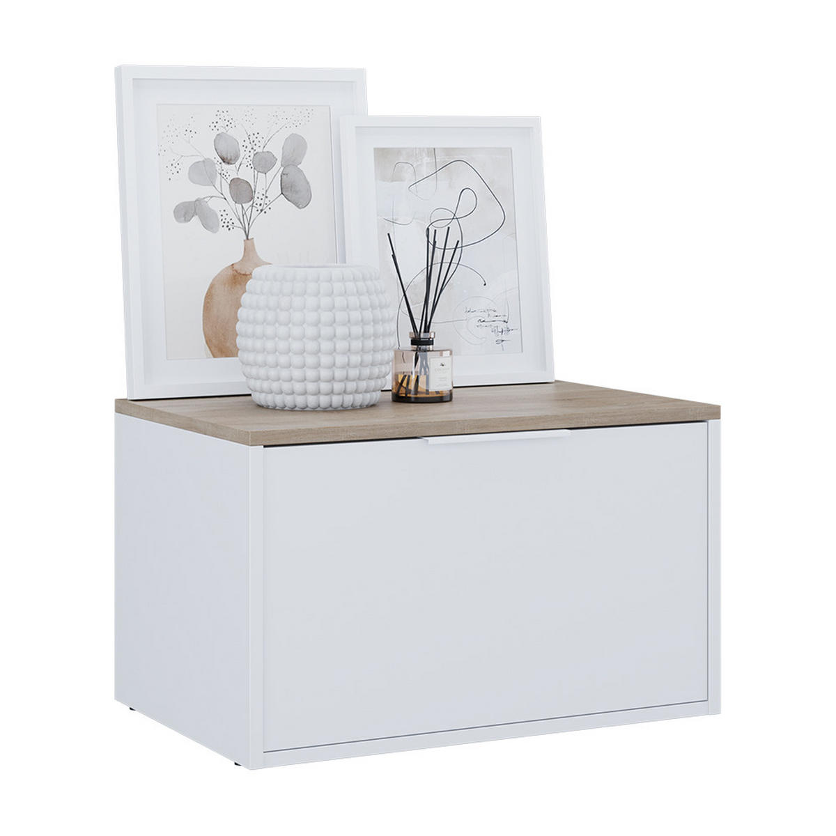 KOMMODE Betti Weiß/Sonoma 60 x 36 cm mit Türen - Weiß/Sonoma Eiche, Holzwerkstoff (60/36/40cm) - Vicco