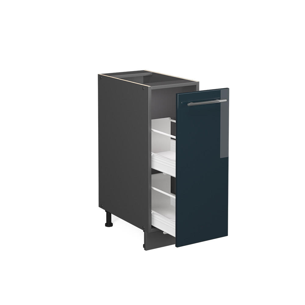 APOTHEKERUNTERSCHRANK Fame-Line Dunkelblau Hochglanz 30 cm ohne AP - Anthrazit/Dunkelblau, Holzwerkstoff (30/82/51.6cm) - Vicco