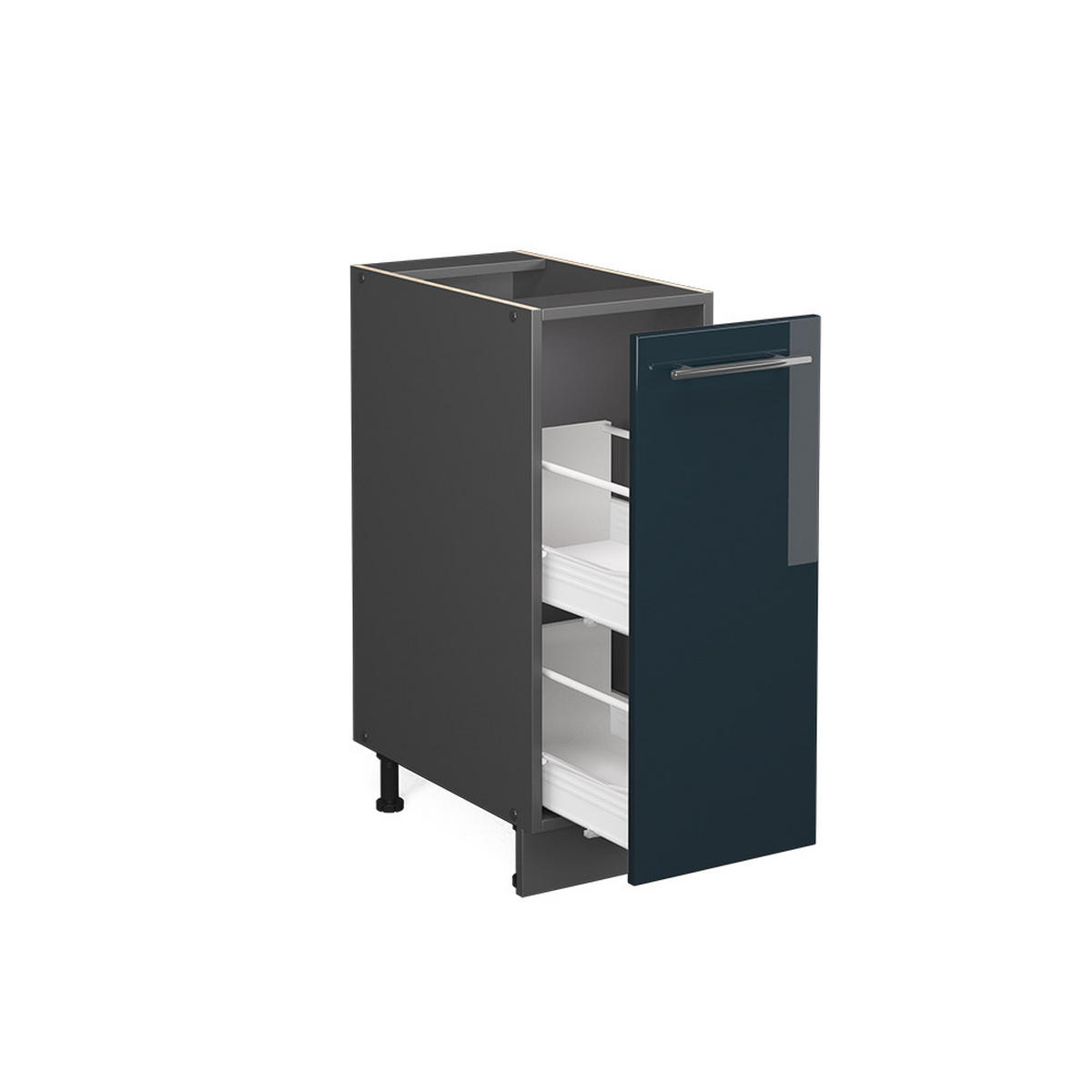 APOTHEKERUNTERSCHRANK Fame-Line Dunkelblau Hochglanz 30 cm ohne AP - Anthrazit/Dunkelblau, Holzwerkstoff (30/82/51.6cm) - Vicco