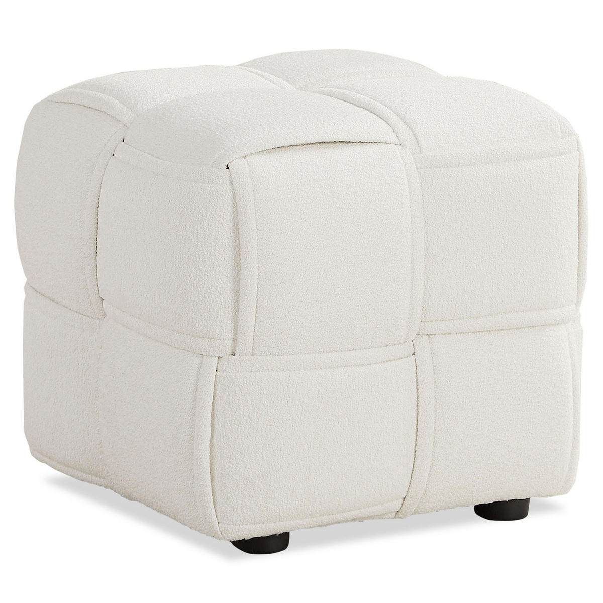HOCKER Bouclé 46/41/46 cm in Beige - Beige, Textil (46/41/46cm) - Homestyle4u