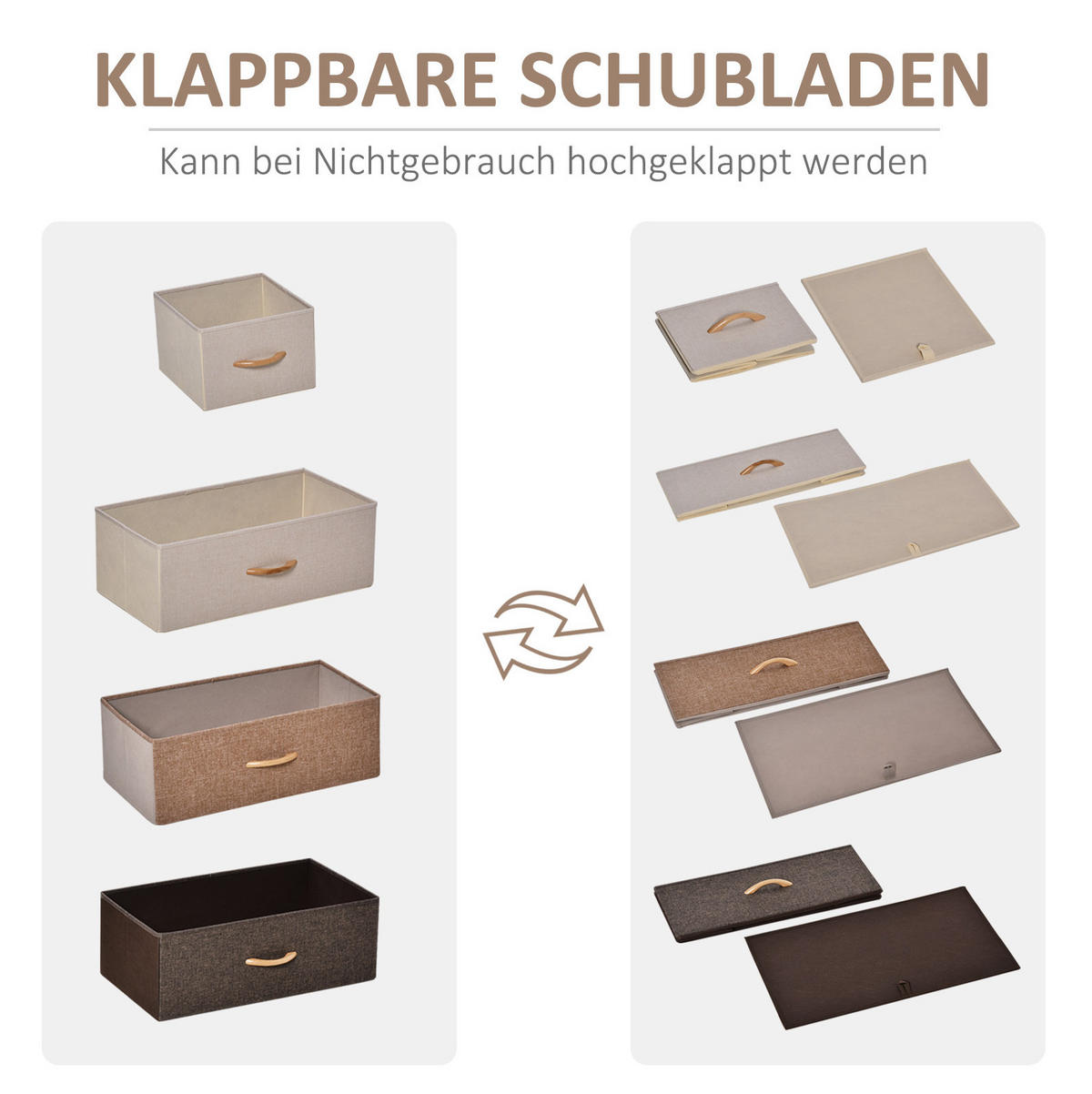 KOMMODE 58/29/99 cm in Braun mit 5 Stoffschubladen und Ablage - Weiß, Textil (58/99/29cm) - Flora Grace