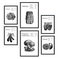POSTER Set Mit 6 Gemüse Sammlung A3 & A4 Rahmenlos - Klar, Papier (29/3cm) - Nacnic