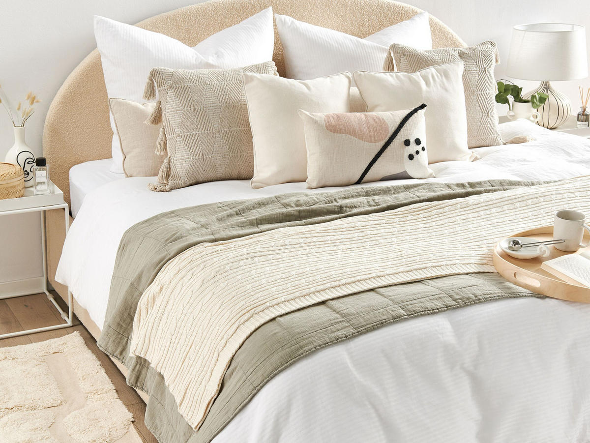 DECKE Helles Beige Anamur 180/110 cm - Beige, Naturmaterialien/Textil (110/180cm) - Beliani