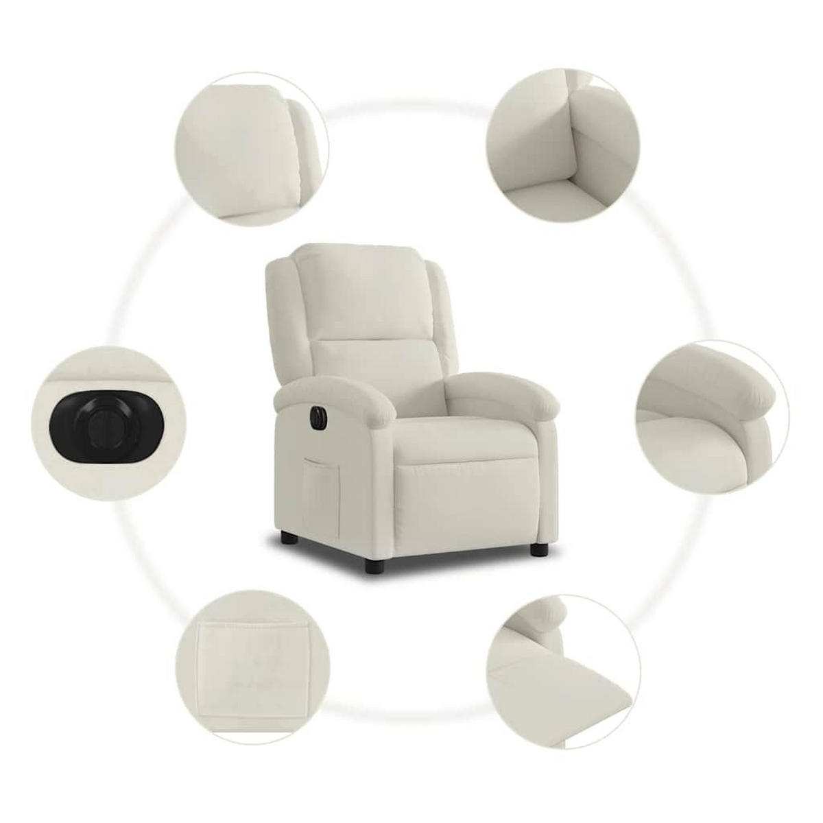 RELAXSESSEL Elektrisch Creme Samt - Creme, Textil (86.5/99.5/71cm) - vidaXL