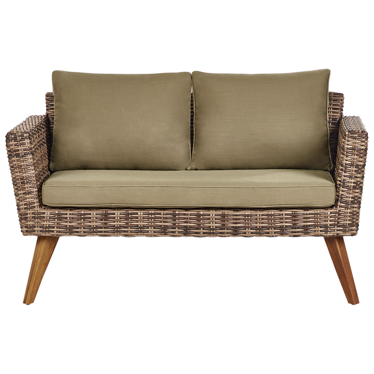 4-SEDEŽNA LOUNGE GARNITURA PE ratan olivno zelena Vittoria - svetlo rjava/zelena, umetna masa (135/63/70cm) - Beliani