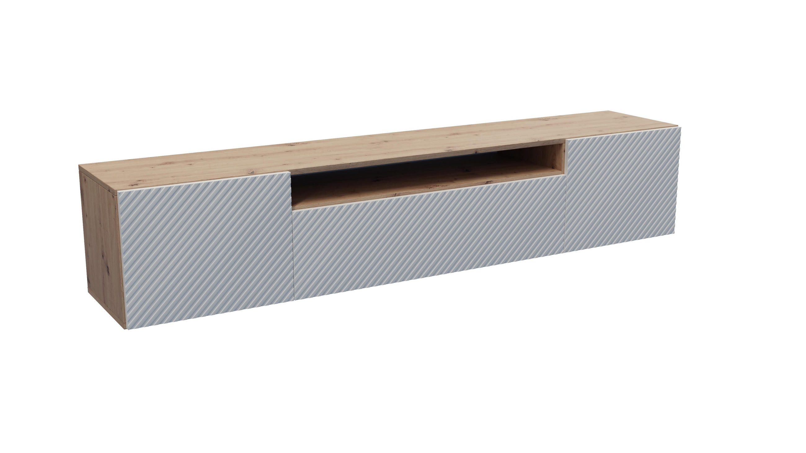 Meblini Tv-Schrank Eiche Artisan, Weiß 200x40x41 cm