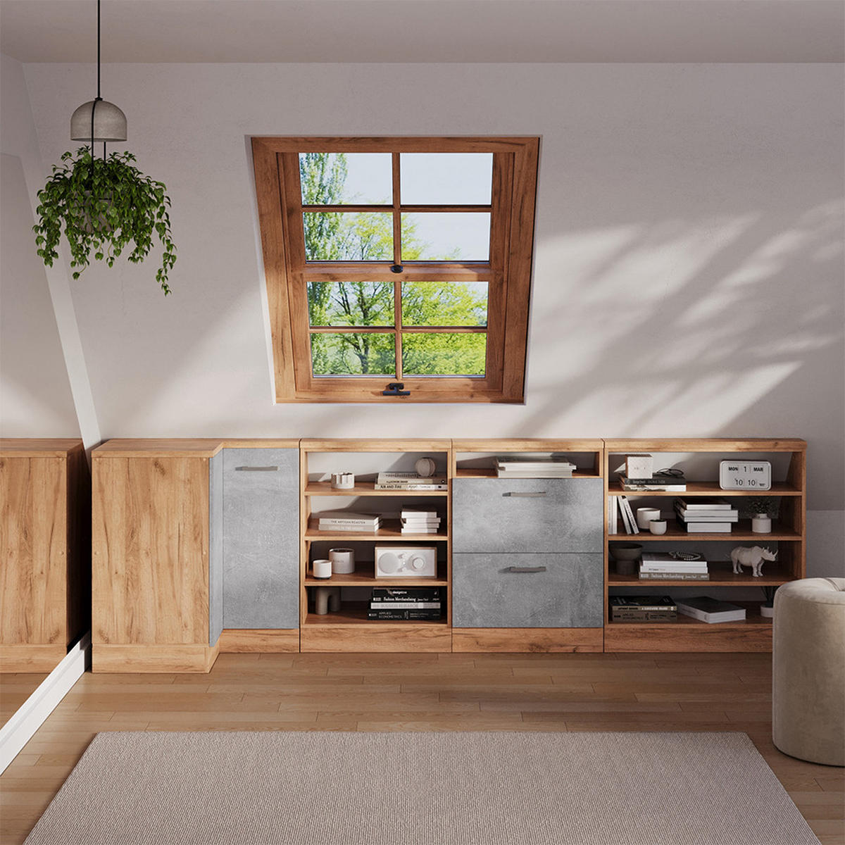 DACHSCHRÄGENSCHRANK Rion Weiß 80 x 81.6 cm mit 4 Fächern - Weiß, Holzwerkstoff (80/81.6/46cm) - Vicco