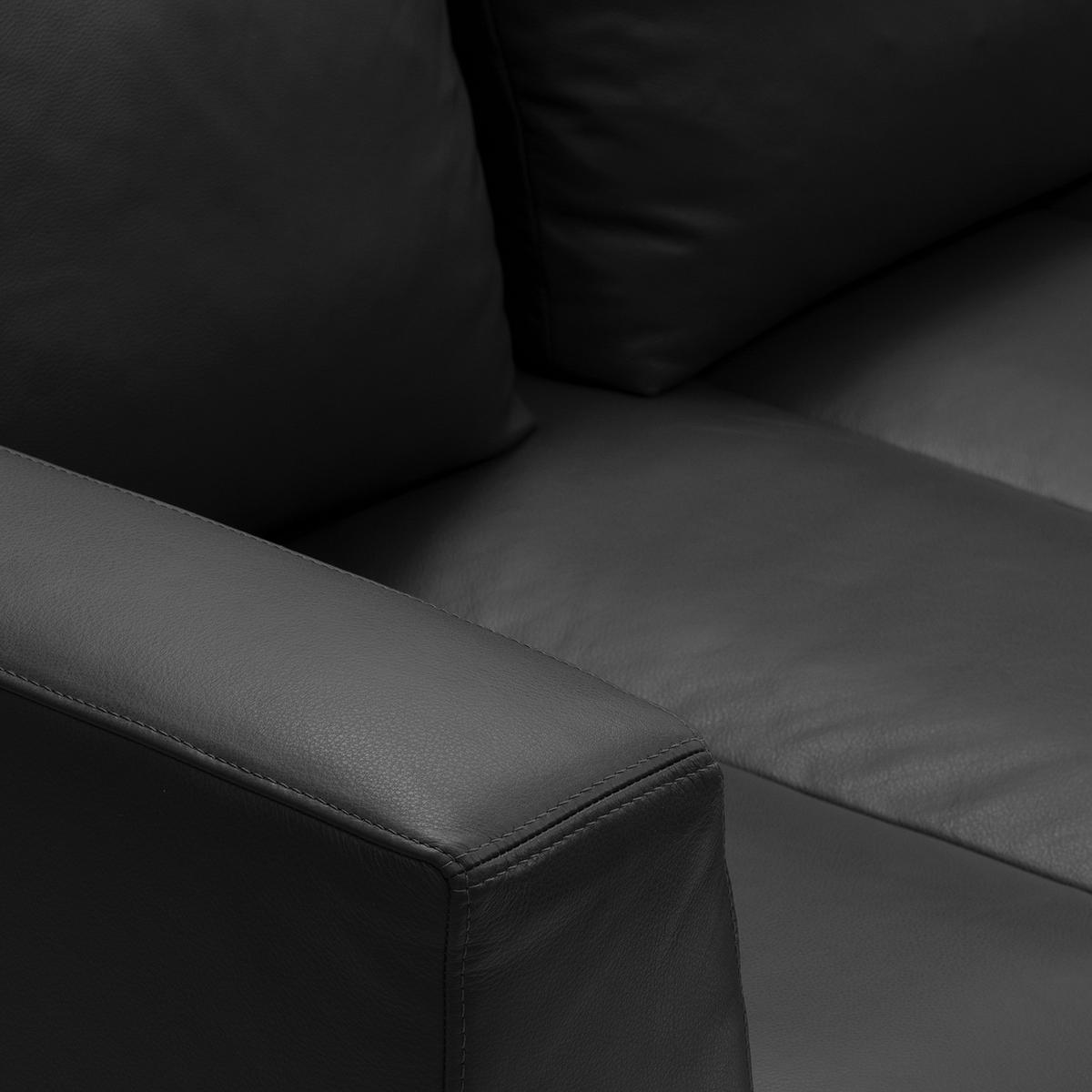 2-SITZER - Chromfarben/Schwarz, Leder/Metall (174/81/105cm) - home24