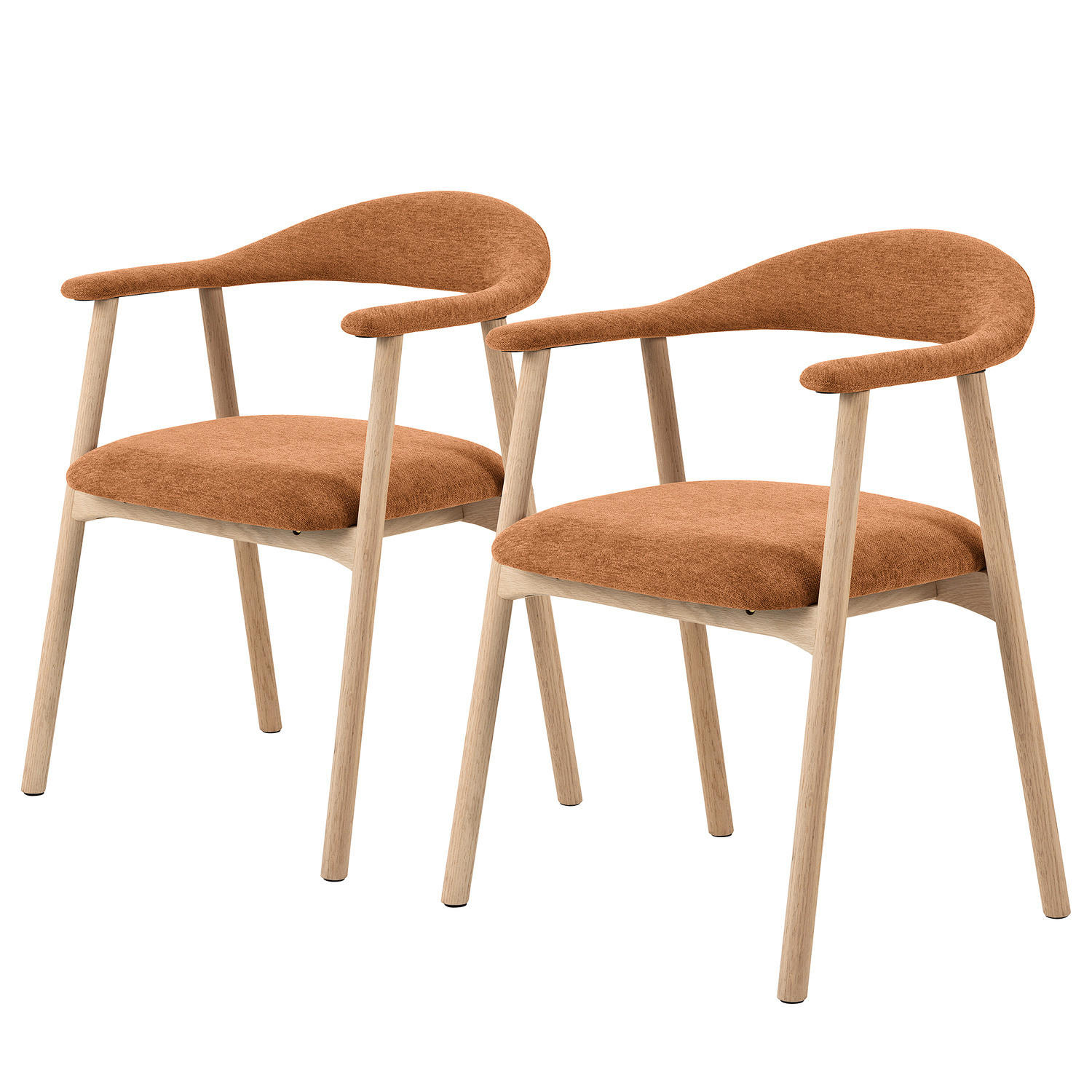 ARMLEHNENSTUHL 2ER-SET - Eiche Bianco/Beige, Eichenholz/Holz (56/76/54cm) - home24