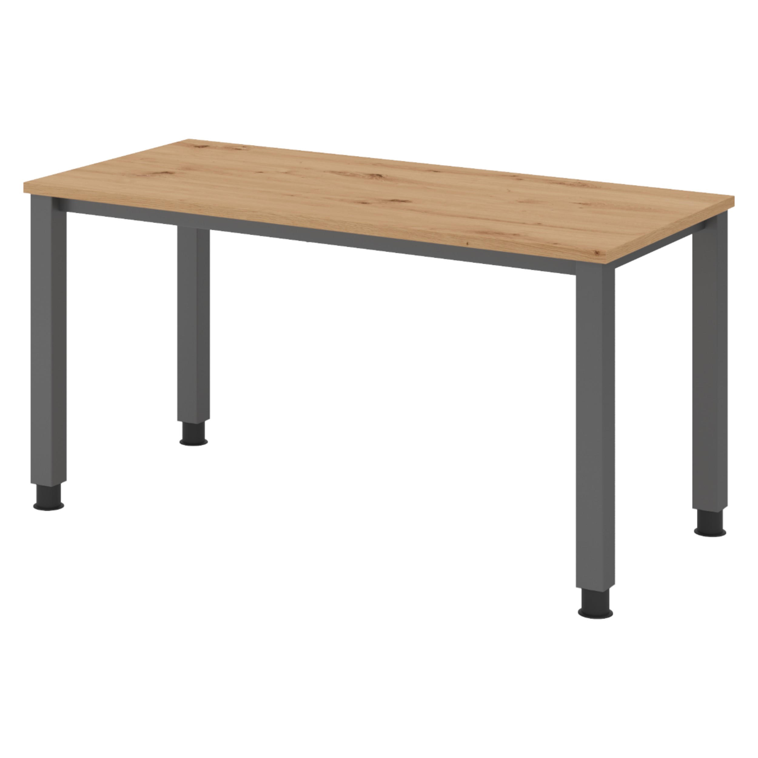 SCHREIBTISCH Serie-Q (Mini) 67,2/140/74 cm in Wildeiche/Graphitfarben - Wildeiche/Graphitfarben, Holzwerkstoff (67.2/140/74cm) - bümö