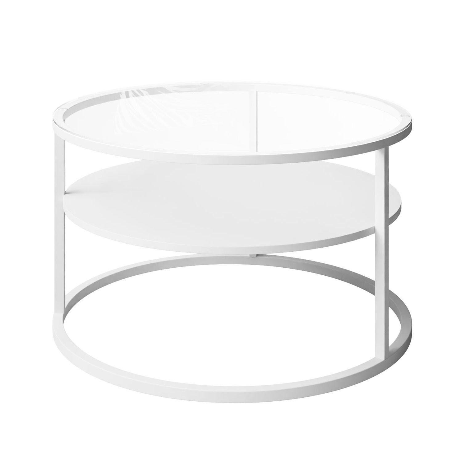 COUCHTISCH CIRI GLASS mit Regal - Weiß, Glas (70/70/47.4cm) - Lookway