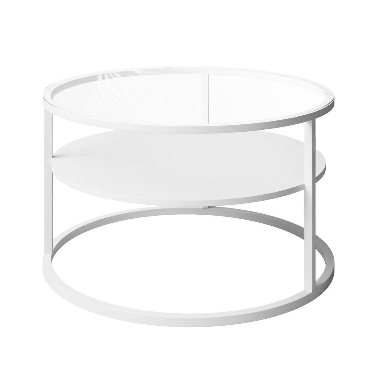 COUCHTISCH CIRI GLASS mit Regal - Weiß, Glas (70/70/47.4cm) - Lookway
