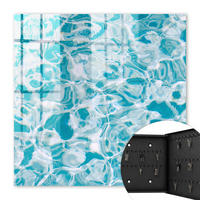 SCHLÜSSELBOX Schwarz 30x30 cm- Türöffnung nach rechts - Wasserwirbel - Blau, Metall (30/30/5cm) - TULUP