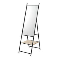 STANDSPIEGEL Chamois mit 1 Ablage - Eichefarben, Glas/Metall (40/150/90cm) - [en.casa]