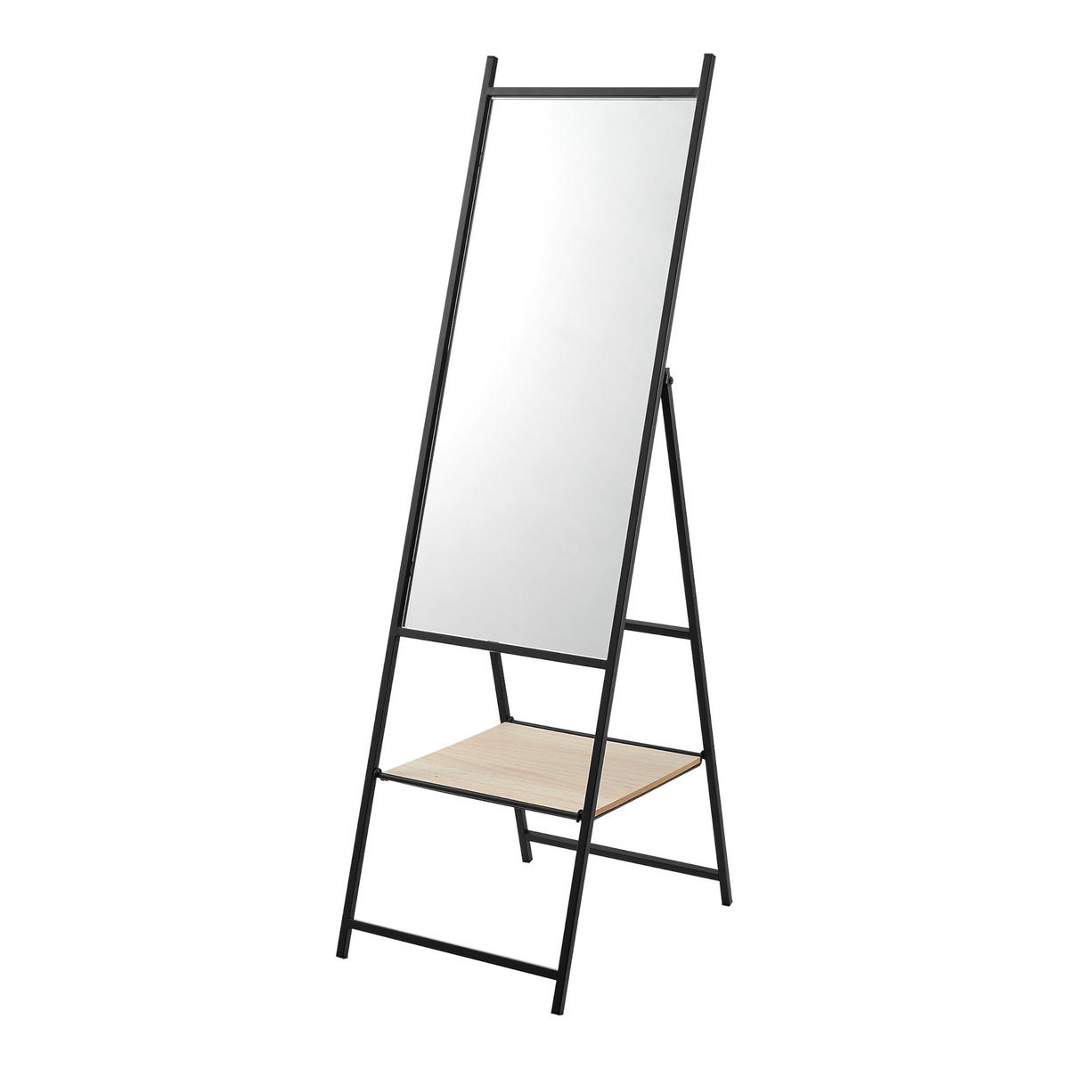 STANDSPIEGEL Chamois mit 1 Ablage - Eichefarben, Glas/Metall (40/150/90cm) - [en.casa]