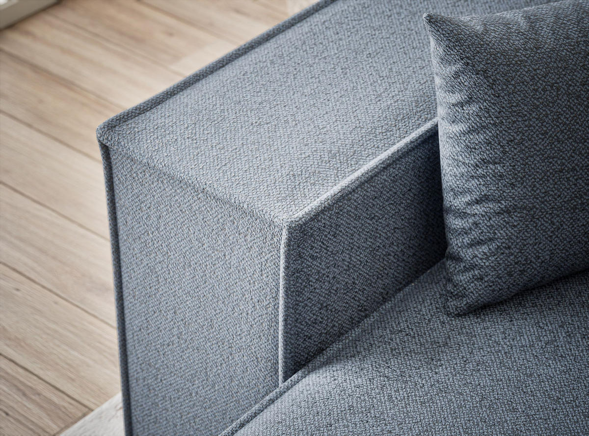 ECKSOFA MIT SCHLAFFUNKTION Zaya Blau Grau Webstoff - Blaugrau/Schwarz, Holz/Holzwerkstoff (255/148cm) - Maison de Reve