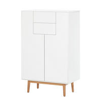 HIGHBOARD mit 2 Schubladen - Eichefarben/Weiß, Eichenholz/Holzwerkstoff (80/128/45cm) - home24