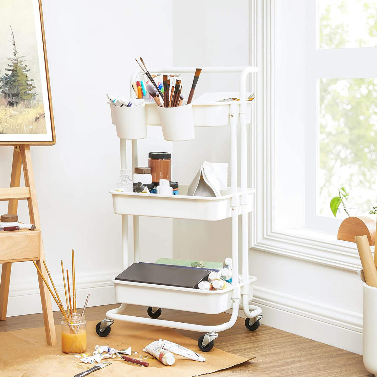 ROLLWAGEN - Weiß, Kunststoff (33.5/87/41.6cm) - Hansiro