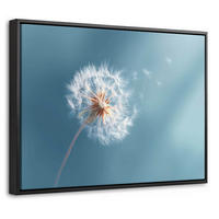 LEINWAND Bilder mit Rahmen - Löwenzahn - Wind - Blau - 40x30 - Blaugrau, Textil (40/30cm) - MuchoWow