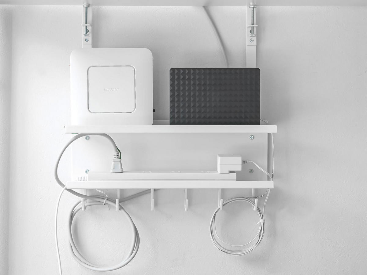 KABEL-ORGANIZER Smart weiß 40/43/11 cm für den Schreibtisch - Weiß, Metall (11/40/43cm) - Yamazaki
