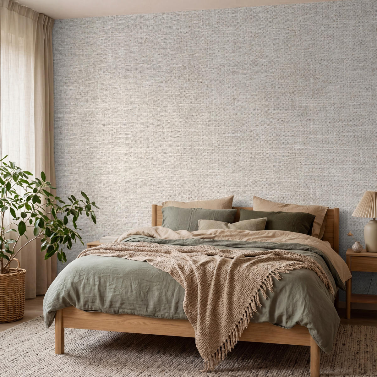TAPETE - Leinen - Textur - Beige - 350x280 cm - Creme, Papier (350/280cm) - OnlyWow