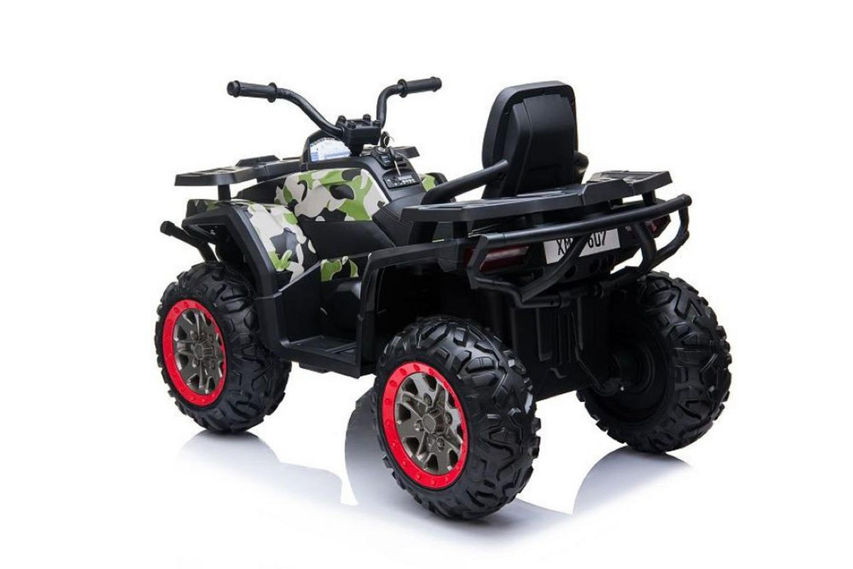 KINDER ELEKTROQUAD 5767 dunkelgrün 12V 7Ah Akku, Stoßdämpfer, USB-Anschluss, MP3-Anschluss, Musikfunktion - Grün, Kunststoff (111/65/73cm) - Es-Toys