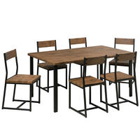 ESSGRUPPE Dunkelbraun Stahl 6-Sitzer 150 cm Laredo - Schwarz, Holzwerkstoff (150/75/90cm) - Beliani