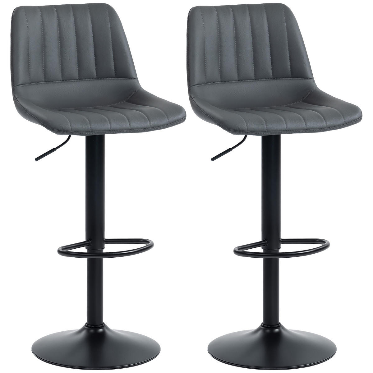 BARHOCKER 2er-Set DE-08030 Retrodesign, höhenverstellbar, drehbar Schwarz - Dunkelgrau, Metall (49.5/111/43cm) - ComfortXL