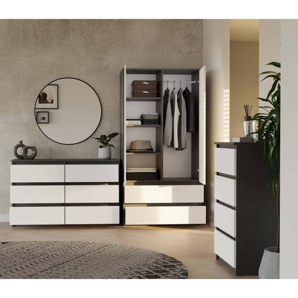 KOMMODE Anthrazit, Weiß 120/75/30 - Anthrazit/Weiß, Holzwerkstoff (120/75/30cm) - RAUMHIRSCH FURNITURE