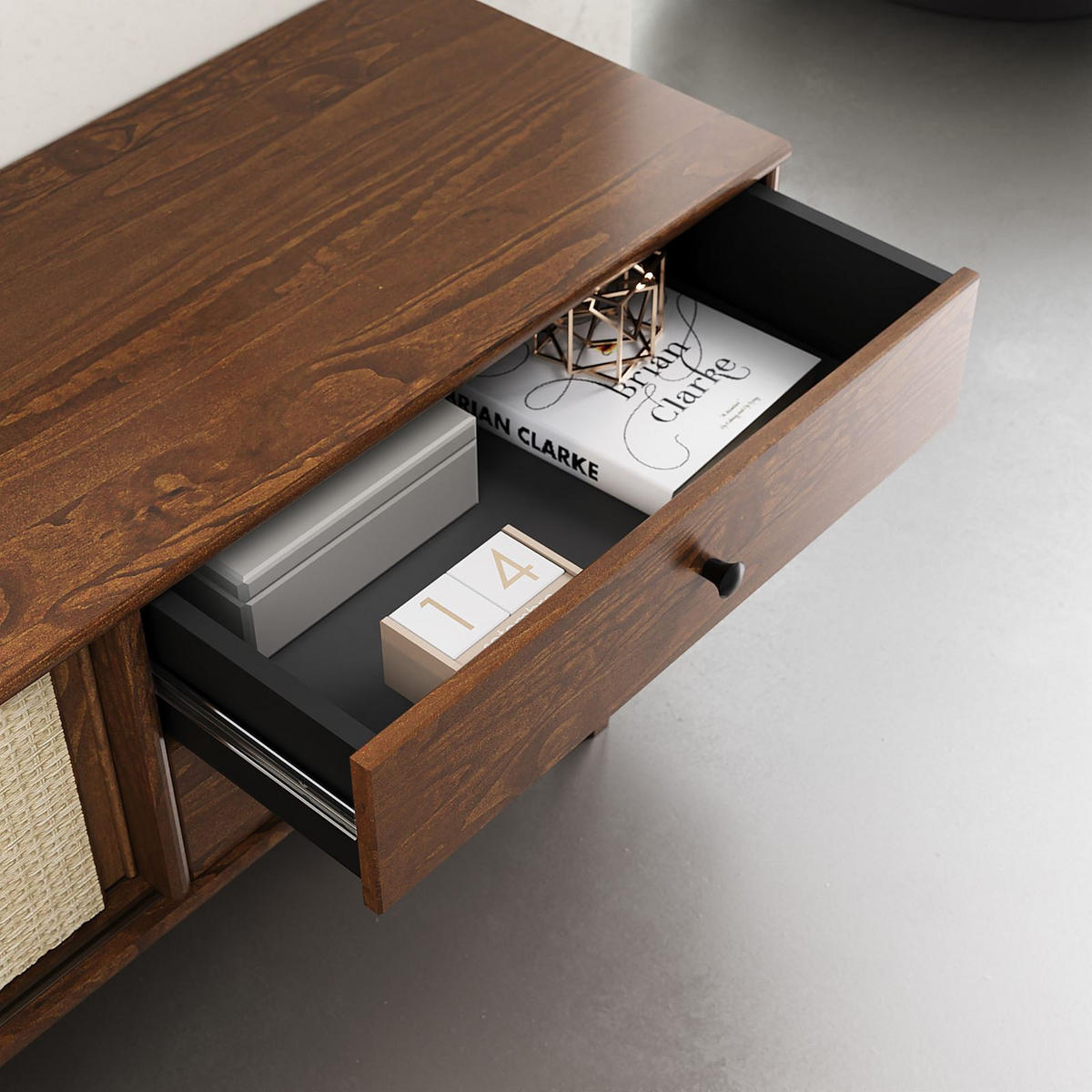 LOWBOARD SIMONA - Kastanienfarben, Holz (175/52/41cm) - IDIMEX