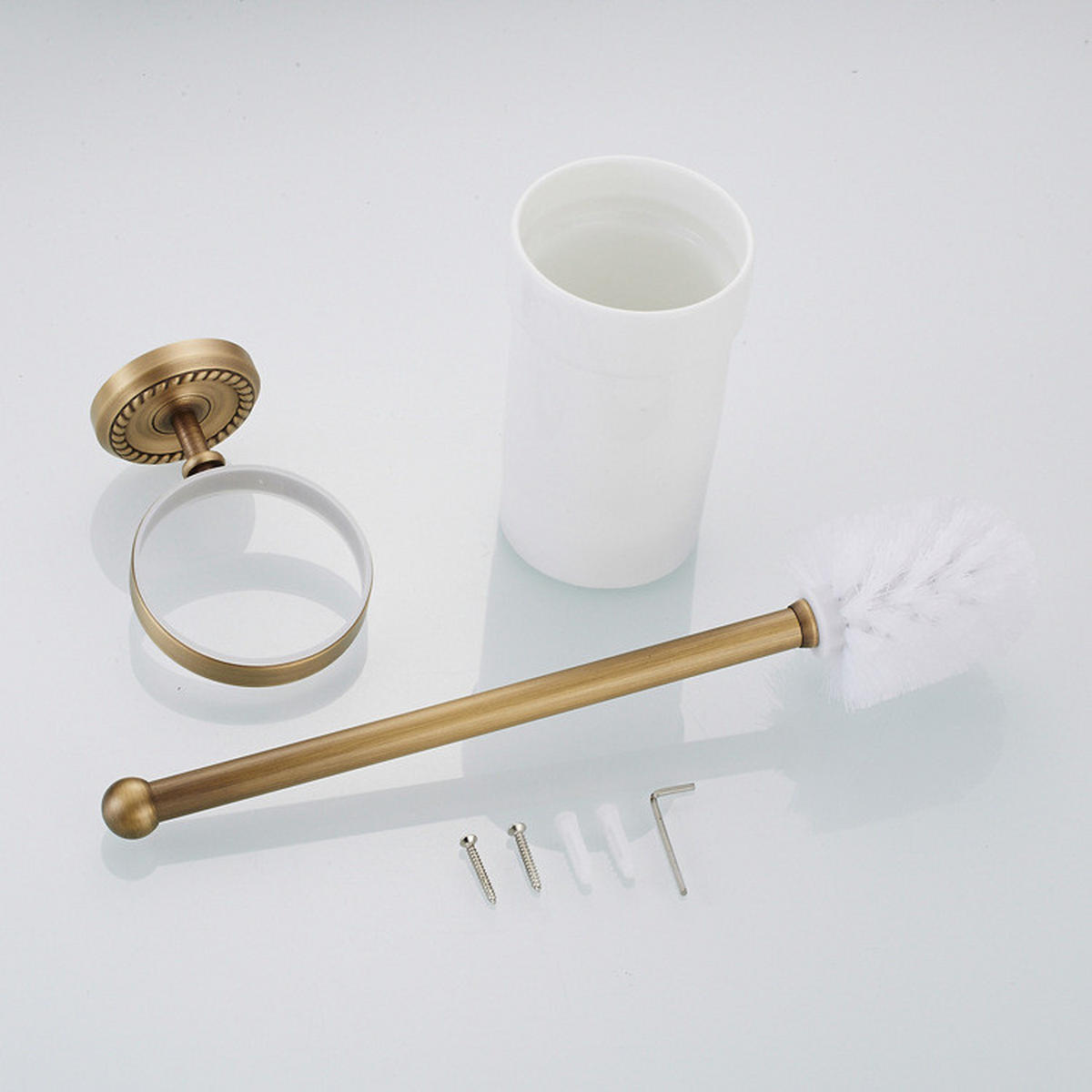 TOILETTENBÜRSTENHALTER – Vintage-Gold (17 x 10,5 x 36,5 cm) - Goldfarben, Metall (14/37/9cm)