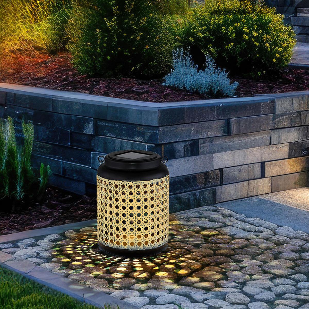 LED AUSSENLEUCHTE Bambusoptik Braun Hängend - Braun, Holz (12/12/30cm) - Globo Lighting