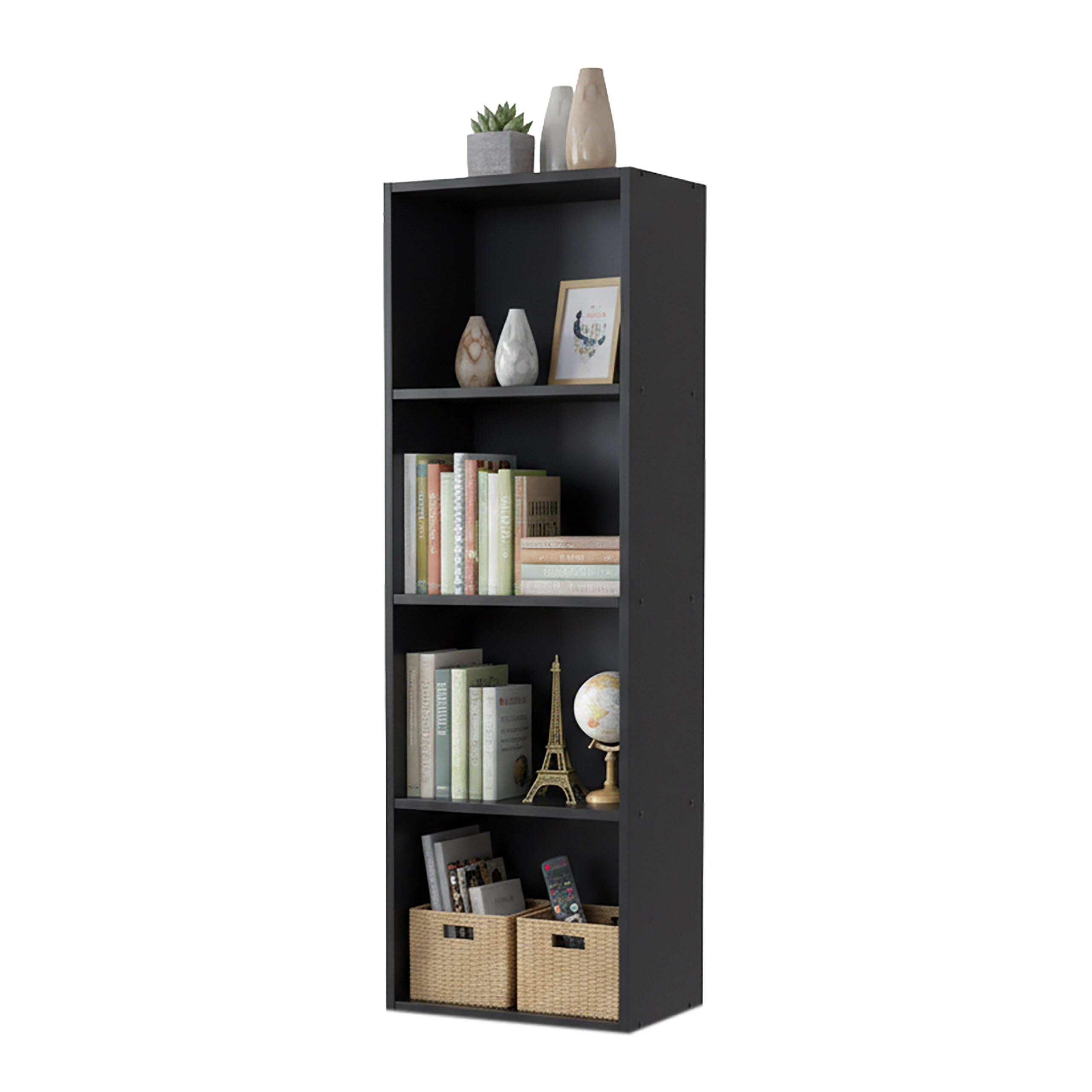 Relaxdays Bücherregal Schwarz 32x106x24 cm