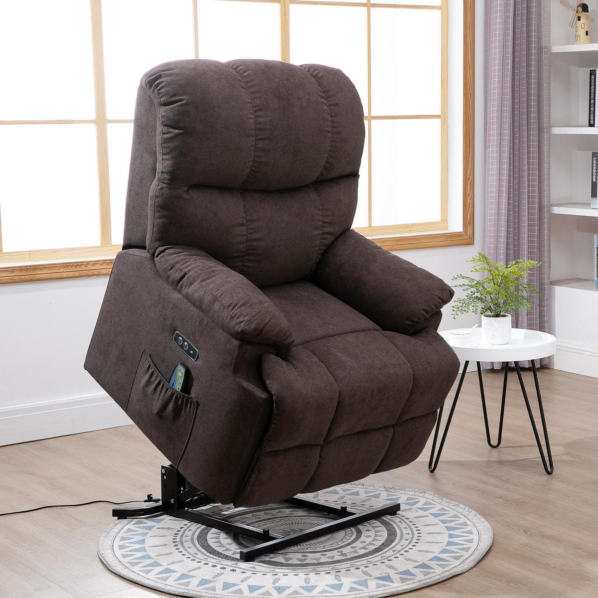 MASSAGESESSEL mit Aufstehhilfe Relaxsessel Fernsehsessel mit Wärmefunktion Braun - Braun, Kunststoff (95/105/83cm) - HOMCOM