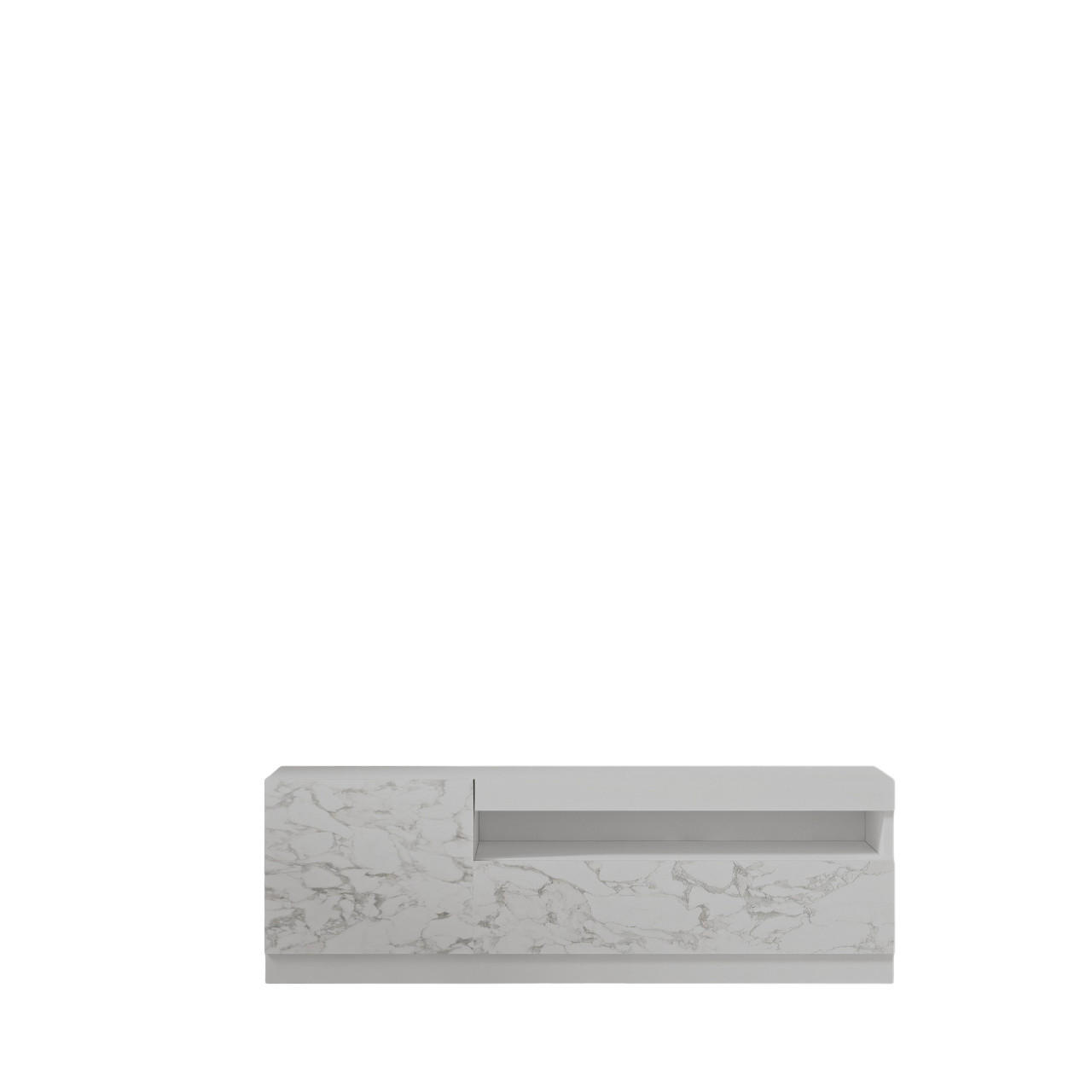 TV-LOWBOARD Weiß mit LED-Leuchten Links 2/2 teil Marmor Optik 9505 - Weiß, Holzwerkstoff (120/40/37cm) - moebel17