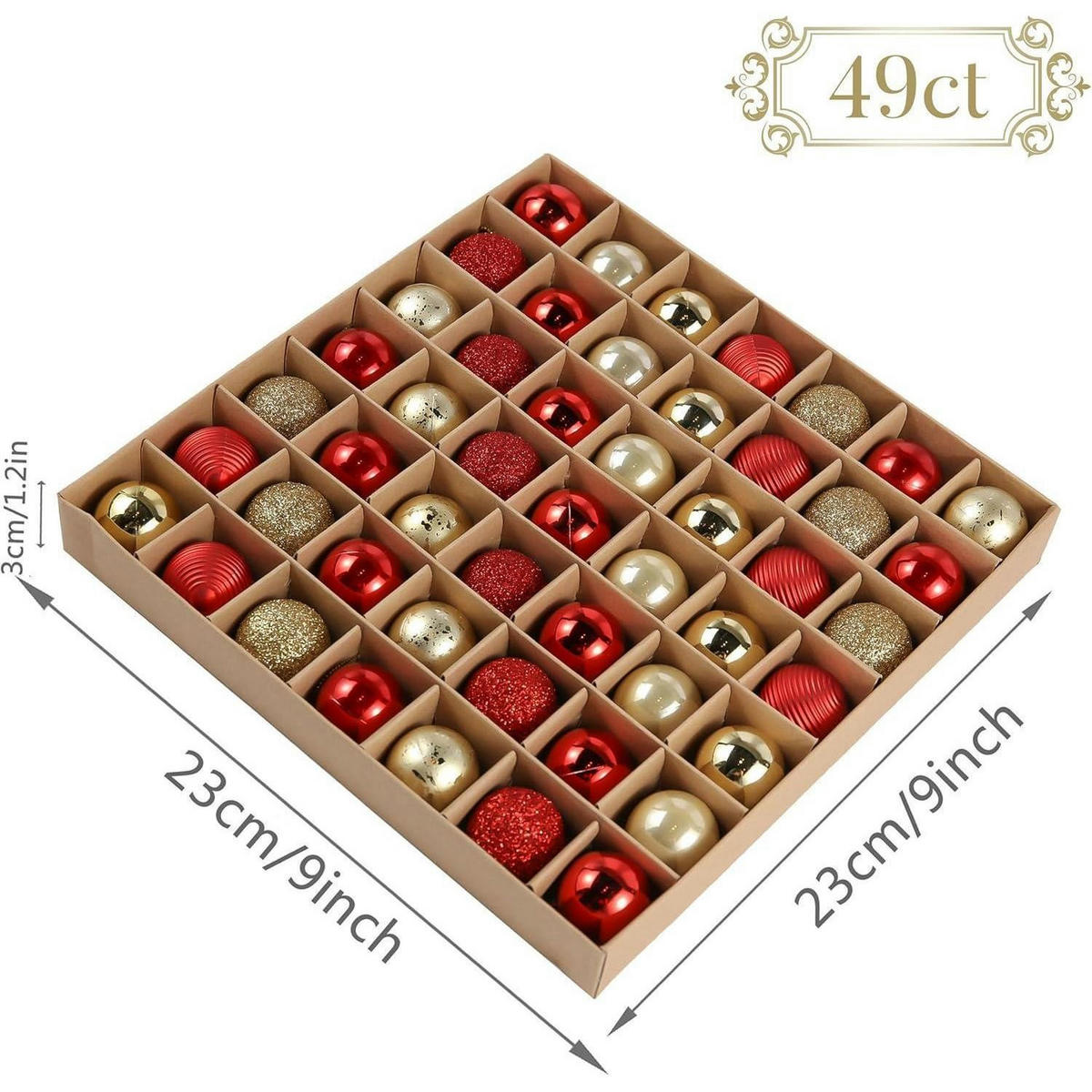 WEIHNACHTSKUGELN 49-teiliges Set Rot Gold - Multicolor, Kunststoff (7/7/7cm)