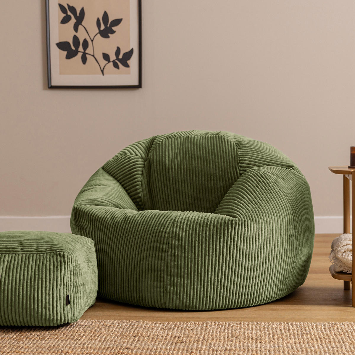 SITZSACK mit Hocker Kingston XXL - Salbeigrün, Textil (92/52/92cm) - icon