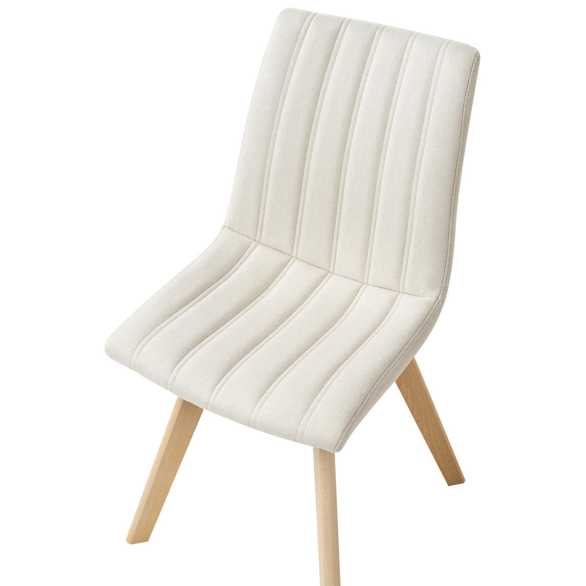 ESSZIMMERSTUHL 2er-Set Stoff Cremeweiß Calgary - Weiß, Textil (48/86/56cm) - Beliani