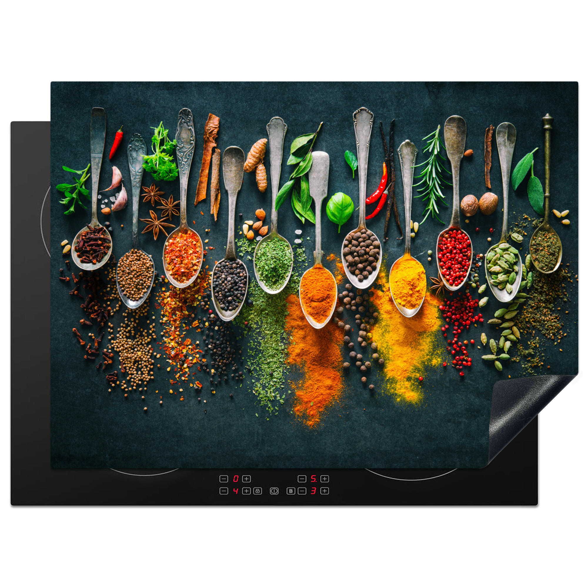 HERDABDECKPLATTE Kräuter - Gewürze - Löffel 71x52 cm - Multicolor, Kunststoff (71/0.2/52cm) - MuchoWow