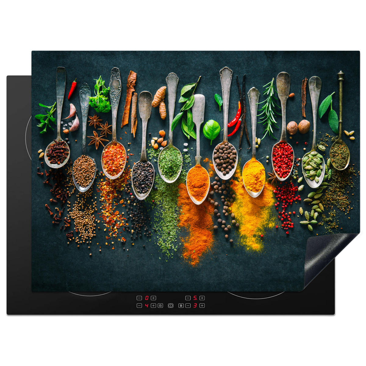 HERDABDECKPLATTE Kräuter - Gewürze - Löffel 71x52 cm - Multicolor, Kunststoff (71/0.2/52cm) - MuchoWow